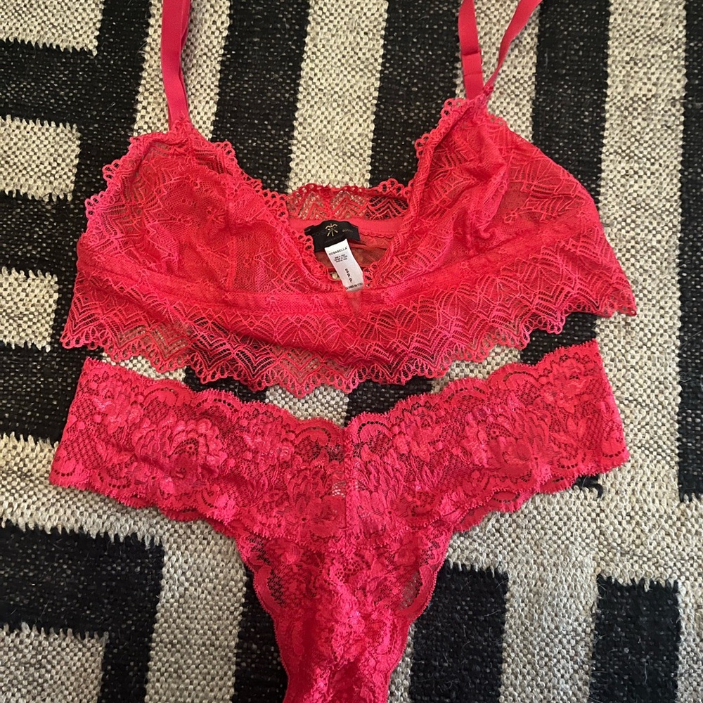 Cosabella Lace Bralette and thong Set - Red